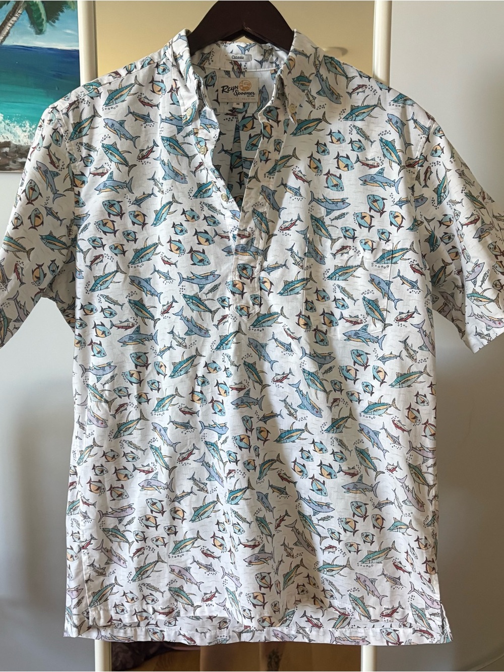 reyn spooner White Short-Sleeve Fish Print Button-Down Shirt